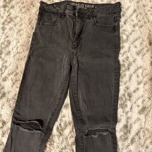 American Eagle Outfitters Black Ripped Skinny Jeans